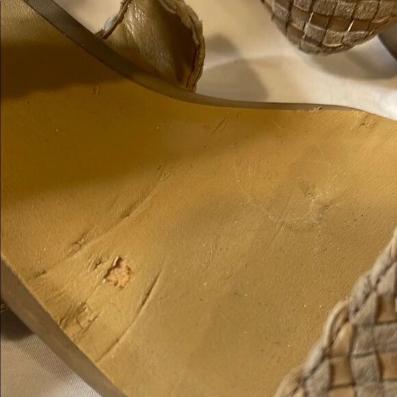 Franco Sarto Tan Textured Leather & Suede (upper) Woven Sandals - Picture 4 of 12